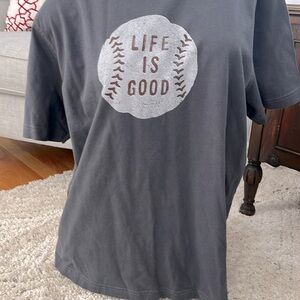 Men's Life is Good Baseball MLB Smooth Tee Gray Cool Tee Gray Size Lg
